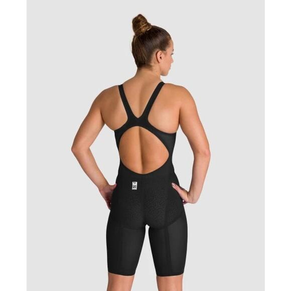 Arena POWERSKIN Black Gray Carbon Air 2 Open Back Athletic Swimsuit Women's 28 - Picture 1 of 11